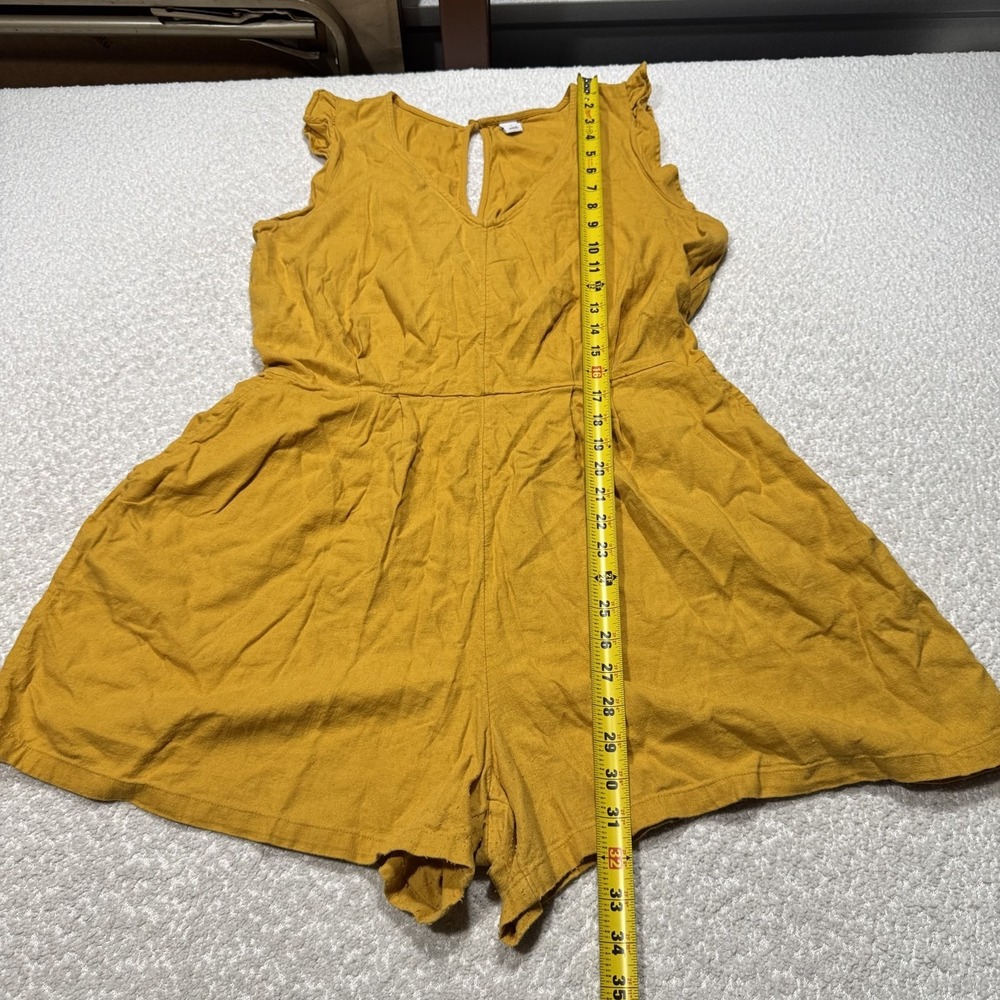 Old Navy Romper Womens Large Yellow Linen Blend Sleeveless Keyhole Pocket Summer - Picture 6 of 12